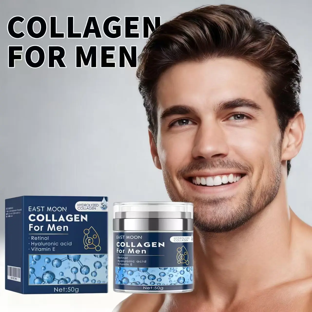 East Moon Men's Anti-Aging Face Cream with Retinol & Hyaluronic Acid, Lightweight Hydrating Moisturizer for Firming Skin, Long Lasting Moisturizing, Skin Repair, Smoother, Facial Care, All Skin