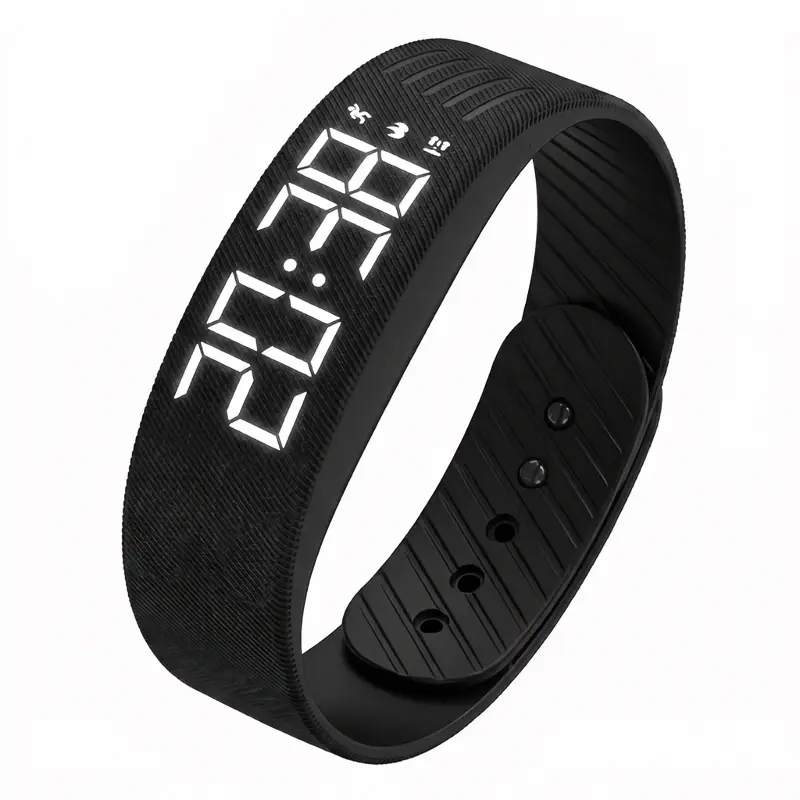 Unisex Durable Steel Wearable Digital Fitness Tracker Watch - USB Charging, Fashionable, Non-Water-Resistant, Touch-Free Design, Step Counter, Alarm, Night Light, LED Flashlight, Smart GPS, Multi-Sport, Christmas Gym Gift with Free Bracelet
