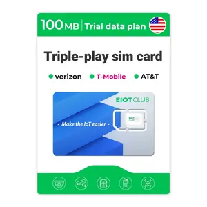 EIOTCLUB Prepaid SIM Card Triple Play -Supports Verizon, AT&T, T-Mobile for Security Camera, Trail Cameras, GPS tracker, Unlocked loT Devices, data only Smartphone