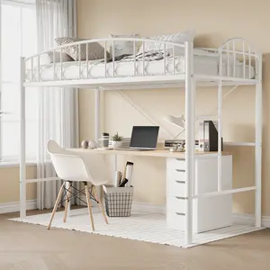 Heavy Duty Metal Loft Bed Frame, Modern Space-Saving Design with Sturdy Steel Slats – Ideal Bedroom Furniture for Kids, Teens and Adults