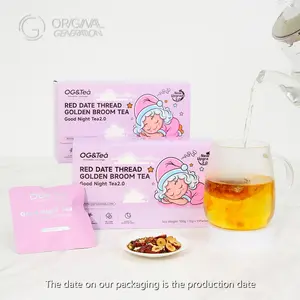 BOGO Thea Good Night Sleeping Tea 2 Cartons (1 Carton 100g 10g x 10pcs)×2 Caffeine Free Tea Red Date, Broom, Cassia Seed, Yam, Galangal, Orange Peel, Longan, Lily, Liquorice, Rosemary Leaf
