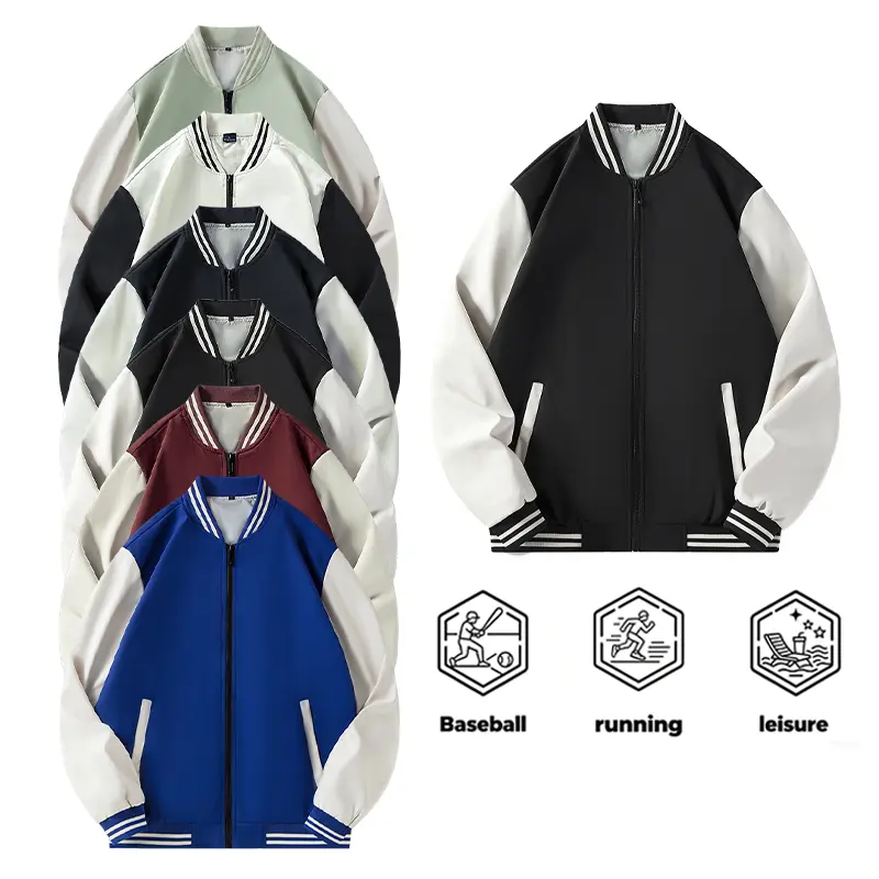 1 Pack Mens Fashion Bomber Jackets Two Tone Design Water Resistant Soft Comfortable for Baseball Running Casual Everyday Wear autumn fashionable lightweight windproof collar coat daily outdoor streetwear outfit gift sport college style zipper black city