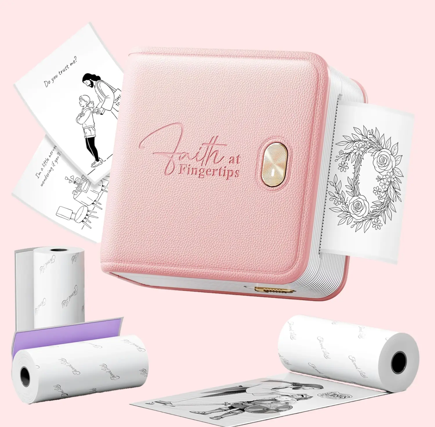 FaithTag F21 Bible Printer Set - Inkless Compact Portable Bluetooth Office Equipment, Mini Gadgets for Custom Verse Prints with Notes, Icons, Decorative Borders, Ideal for Journaling & Christian Gifting