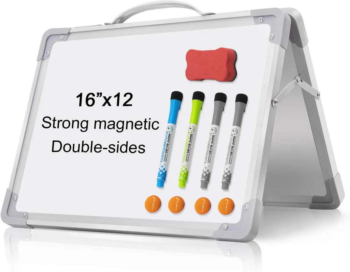 Small Dry Erase White Board - 16"x 12" Double Sided Mini Foldable  Desktop whiteboard for  Drawing, Teacher Instruction and Meeting Discuss