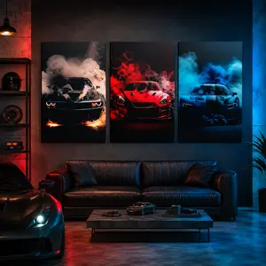 Car Pattern Canvas Painting with Frame, Modern Cool Design, 3 Counts/set Modern Wall Art Painting, Wall Art Decor for Home Living Room Bedroom Office, Art Wall Decoration # GLOBAL PICKS