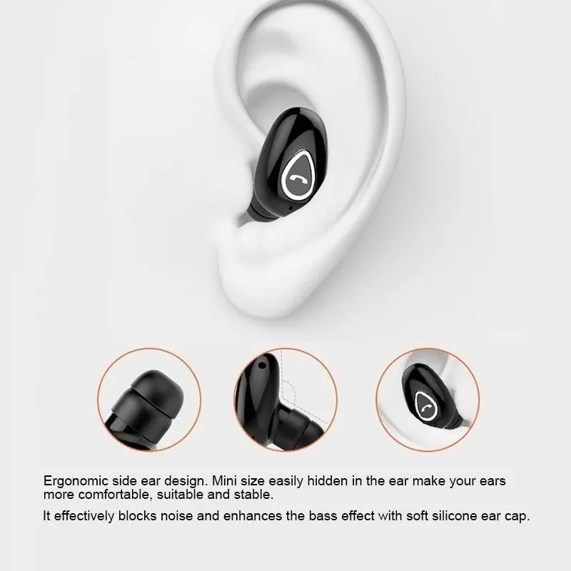 YX01 Rose Gold In-Ear Bluetooth 5.0 Earbuds, Mini Invisible Single Earbud with Mic, V4.1 Devices Compatible, IPX5 Sweat-Waterproof Rechargeable Noise-Canceling HiFi Audio Headphones for Sports, Gaming