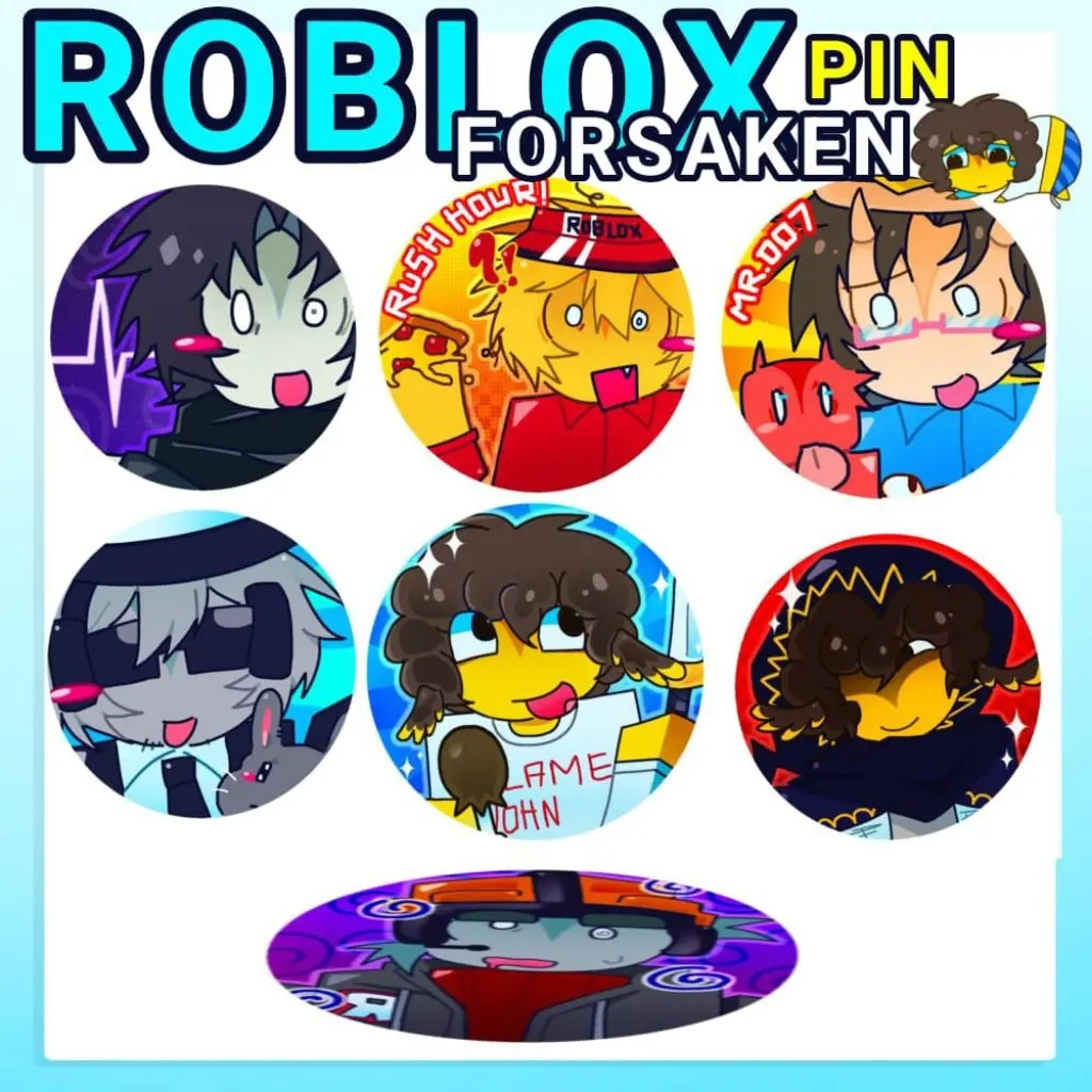 ROBLOX FORSAKEN Button Pin - Chance Elliot Two time 007n7 Oh My Telamon ...