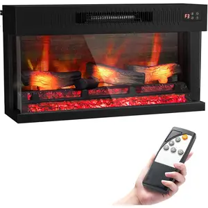 ROVSUN 1400W 3-Sided Glass Electric Fireplace Insert w/Remote Control, 28/36'' in Wall & Recessed Electric Fireplace Heater with 8H Timer & 20 Flame Color for Indoor Use, Office, Bedroom, CSA Certified
