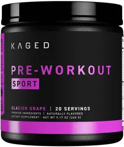 Sport Certified Pre Workout Powder – Glacier Grape – 188mg Caffeine, Beta Alanine & Nitric Oxide Support – Energy, Strength & Cardio Endurance – 20 Servings