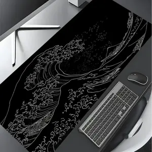 Japanese Waves Sea Pattern Mouse Pad, Large Gaming Mouse Pad, Aesthetic Desktop Decoration Protective Pad, Multi-size Mousepad Suitable for Laptop, Desktop Computer Games, Gaming Desk Accessory, Office Desk Accessories