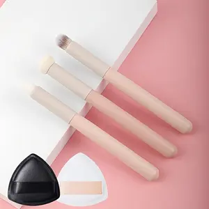 Pink Concealer Stick Brush Set - Professional Makeup Brush 270 Mini Bevel Flat Top Concealer Brush, Mushroom Sponge Head Concealer Brush, Ideal for Nose Contour and Eye Detail - Soft Synthetic Brush,