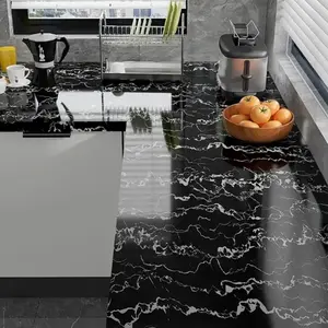 Marble Contact Paper for Countertops, Peel and Stick Wallpaper, Marble Pattern Wallpaper, Decorative Soapstone Wall Paper, 15.8x78.8 Inch, Dining Table Desk Furniture Renovation