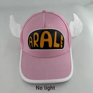 Kawaii Anime Dr.Slump LED Glowing Arale Baseball Hat Light up Cap with Angel Wings Birthday Party Neon Cosplay Hat Costume Gift