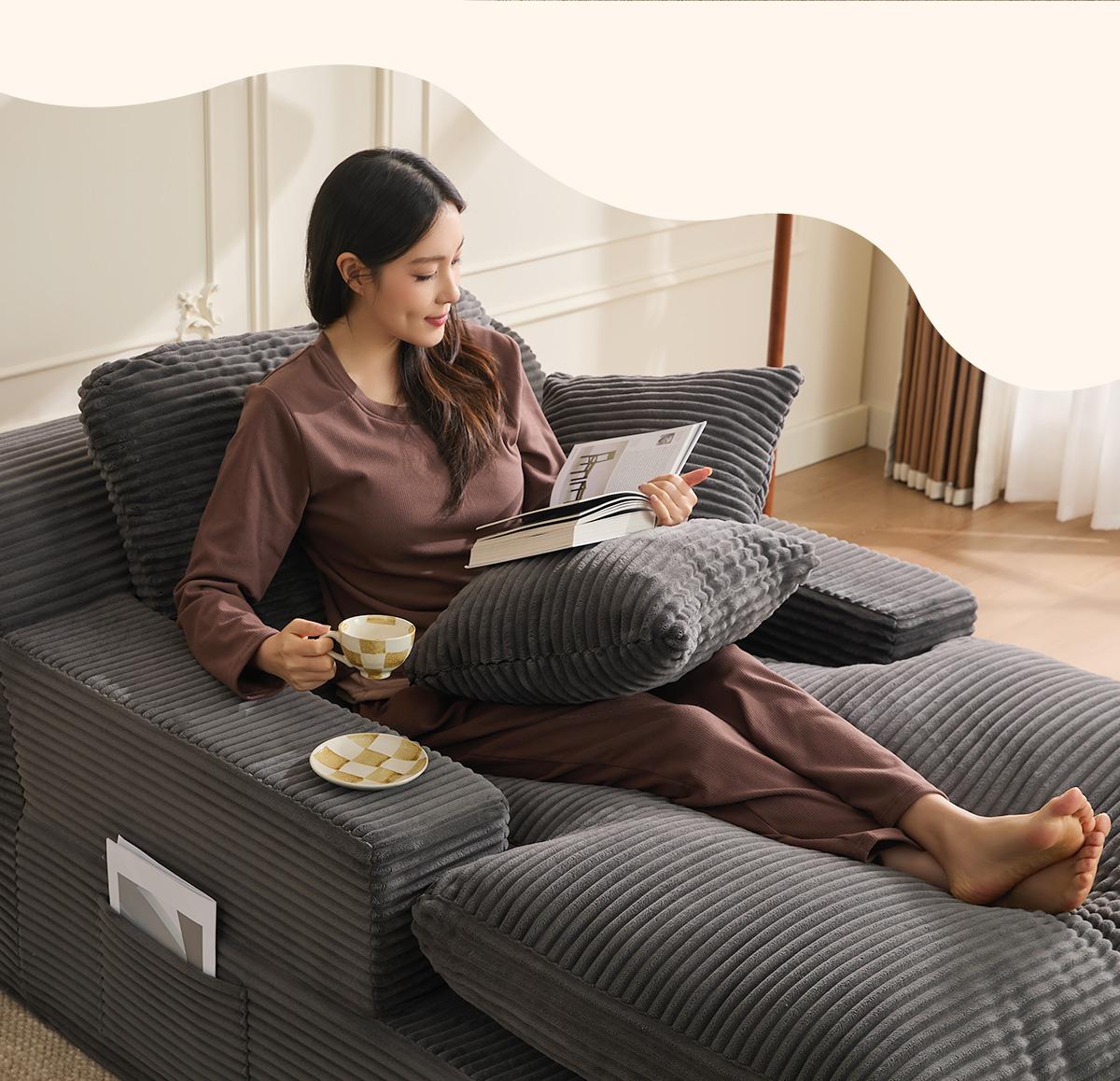 AFUSON 62" Oversized Boneless Chaise Lounge Chair, Extra Cloud Layer, Convertible Sleeper Sofa Couch with Removable Pillows & Side Pockets, Corduroy Upholstered Sofa Bed with Armrests for Living Room,sofa bed,Camel,couch bed,bean bag chair,couches AFUSON 62" Oversized Boneless Chaise Lounge Chair, Extra Cloud Layer, Convertible Sleeper Sofa Couch with Removable Pillows & Side Pockets, Corduroy Upholstered Sofa Bed with Armrests for Living Room,sofa bed,Camel,couch bed,bean bag chair,couches