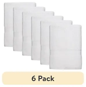 (6 pack) Mainstays Basic Bath Sheet,Soft 100% Cotton and Highly Absorbent Bath Sheet, White
