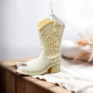 Resin Silicone Boot Candle Mold with Intricate Western Design, Reusable Flexible Mold for DIY Resin Plaster Crafts, Candlesticks, Home Decor, Valentine's Day and Easter Projects, Holiday and Rustic Decor, Craft Enthusiasts