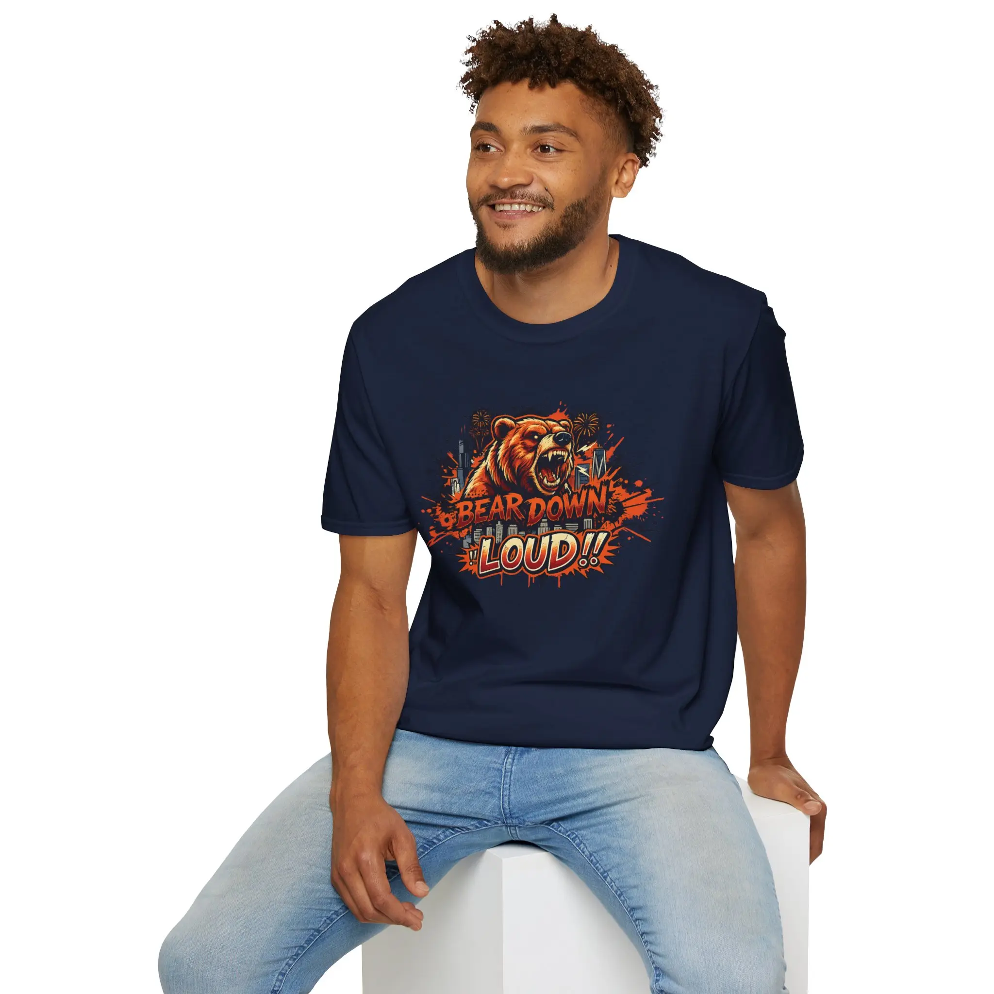 Unisex Bear Down Loud!! | Original Chicago Football Fan Art T-Shirt | Gildan Softstyle 64000