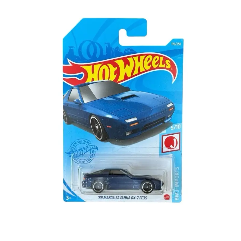 Hot Wheels 1:64 Scale ‘89 Mazda Savanna RX-7 FC3S Blue Classic Car, HW J-Imports Diecast Collectible Model Car, Classic Cars