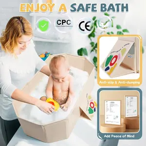 Foldable, Lightweight bathtub, Folding large baby bathtub for 0-5, one-piece foldable bathtub, foldable portable bathtub with drain plug, suitable for toddlers, outdoor use, travel, or balcony use