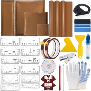 Heat Press Pillow Bundle Tools Kit Include 4 Heat Pressing Transfer Pillow Mat 3 Pack Teflon Sheet for Heat Press 2 Rolls Heat Resistant Tape 12 Different Size T Shirt Guide Ruler