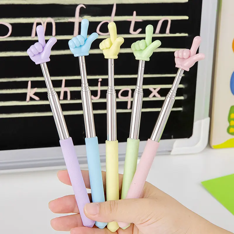 2PCS Blue Pink Finger Pointer Sticks,Extendable Teacher Pointer Stick for Classroom,Pointer Finger Tool for Teachers Speakers,Office Electronics