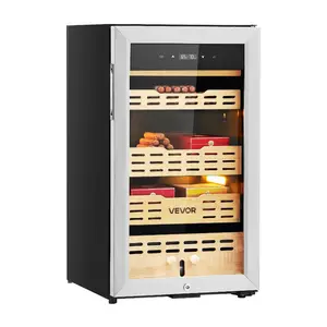 fathersdaygift VEVOR Electric Humidor, 75L, 450 Counts Electric Cigar Humidor Cabinet with Compressor Cooling, Constant Humidity Temperature Control, Spanish Cedar Wood Shelves Drawers, 4 Layers, for Household