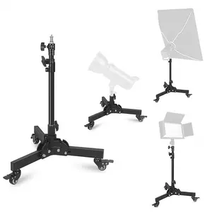 Adjustable Height Durable Photography Light Stand, Foldable Design with Locking Casters, Ideal for Studio and Low Angle Shooting