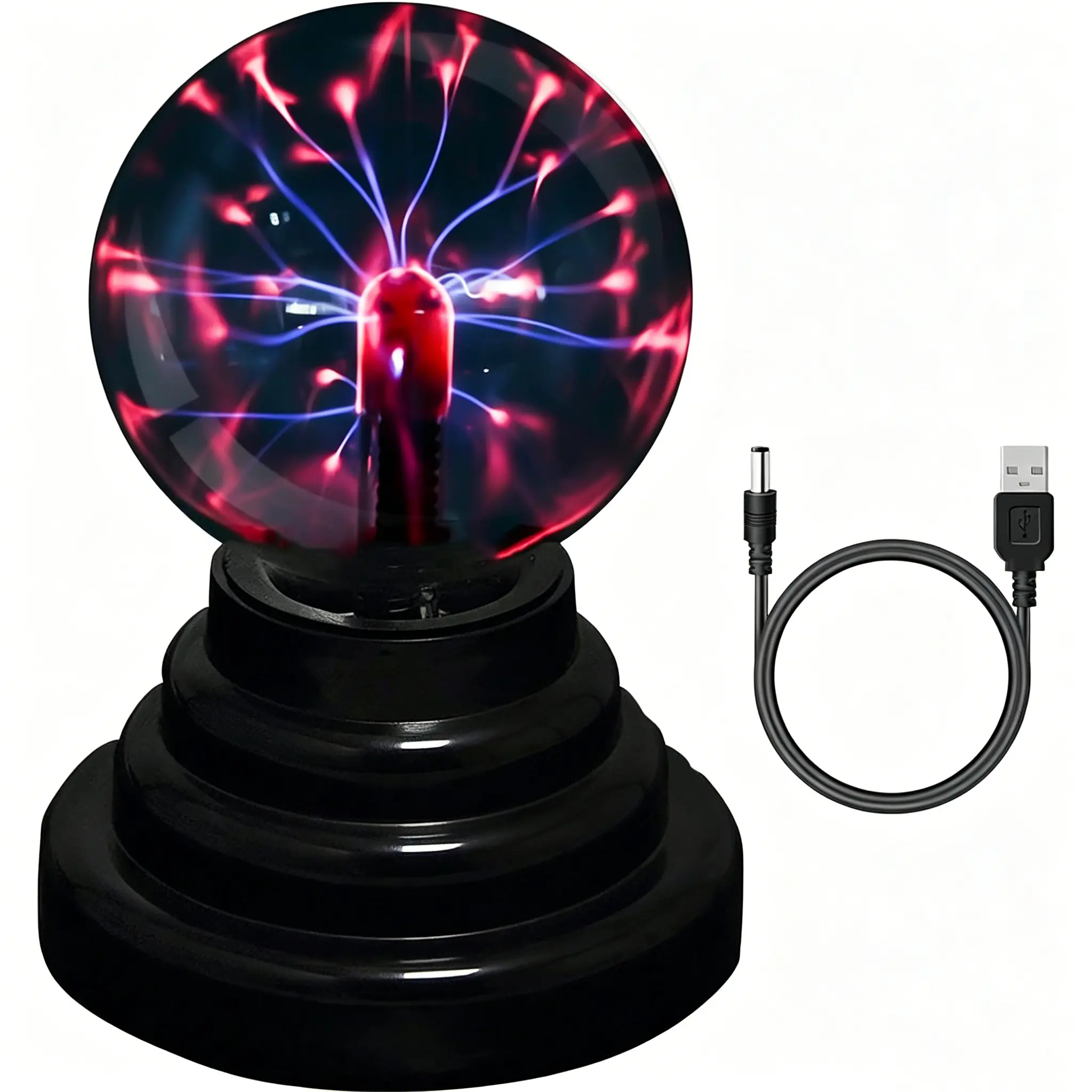 3 Inch Touch Sensitive Plasma Ball Lamp USB Powered Magic Globe Light，Touch Sensitive Interactive Plasma Lamp Nebula Sphere Globe,Gift for Parties,Decorations， Birthday and Holiday