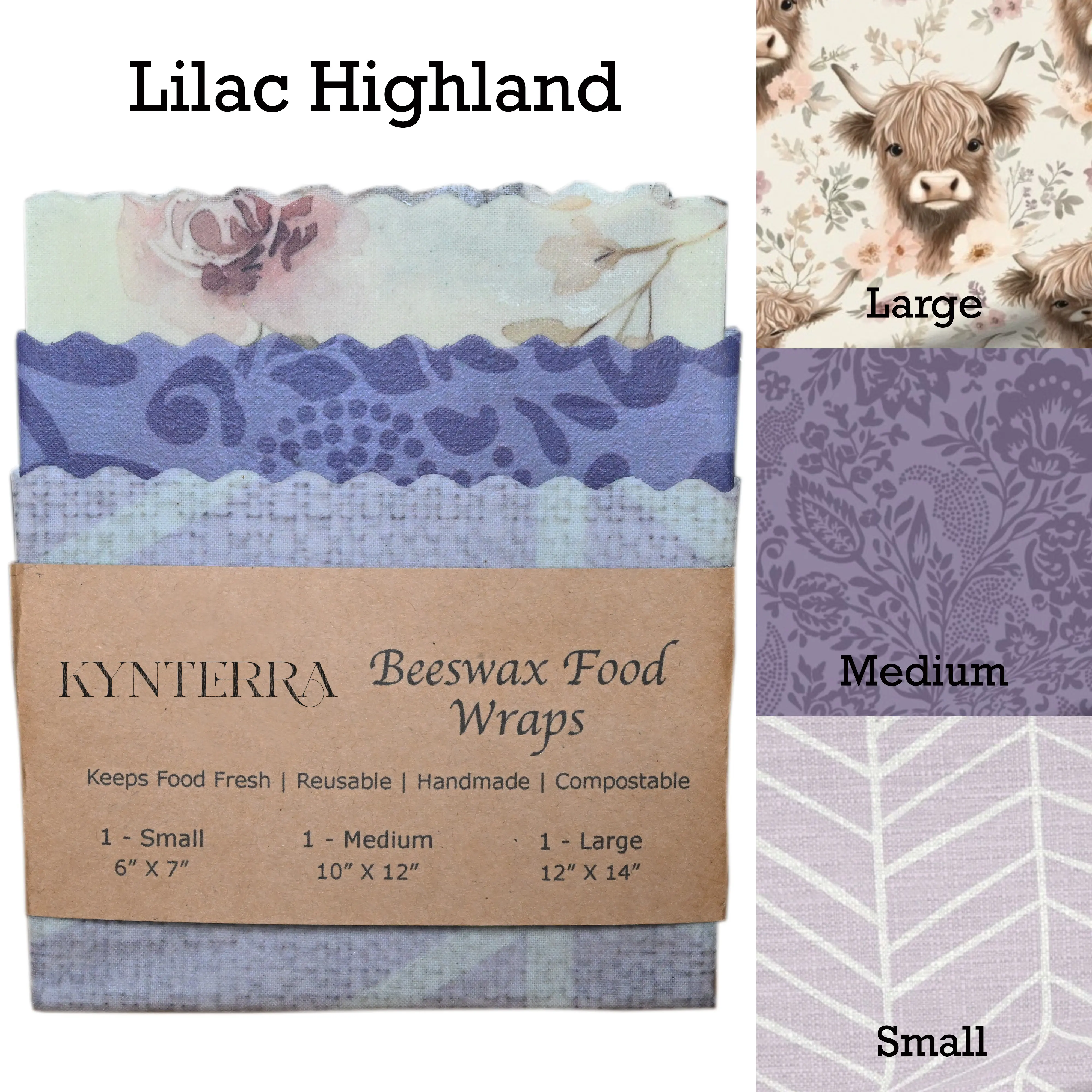 Natural Beeswax Food Storage Wraps Keeps Food Fresh Reusable Eco Friendly Non Toxic Handcrafted from 100% Cotton Fabric, Beeswax, Tree Resin, Organic Jojoba Oil