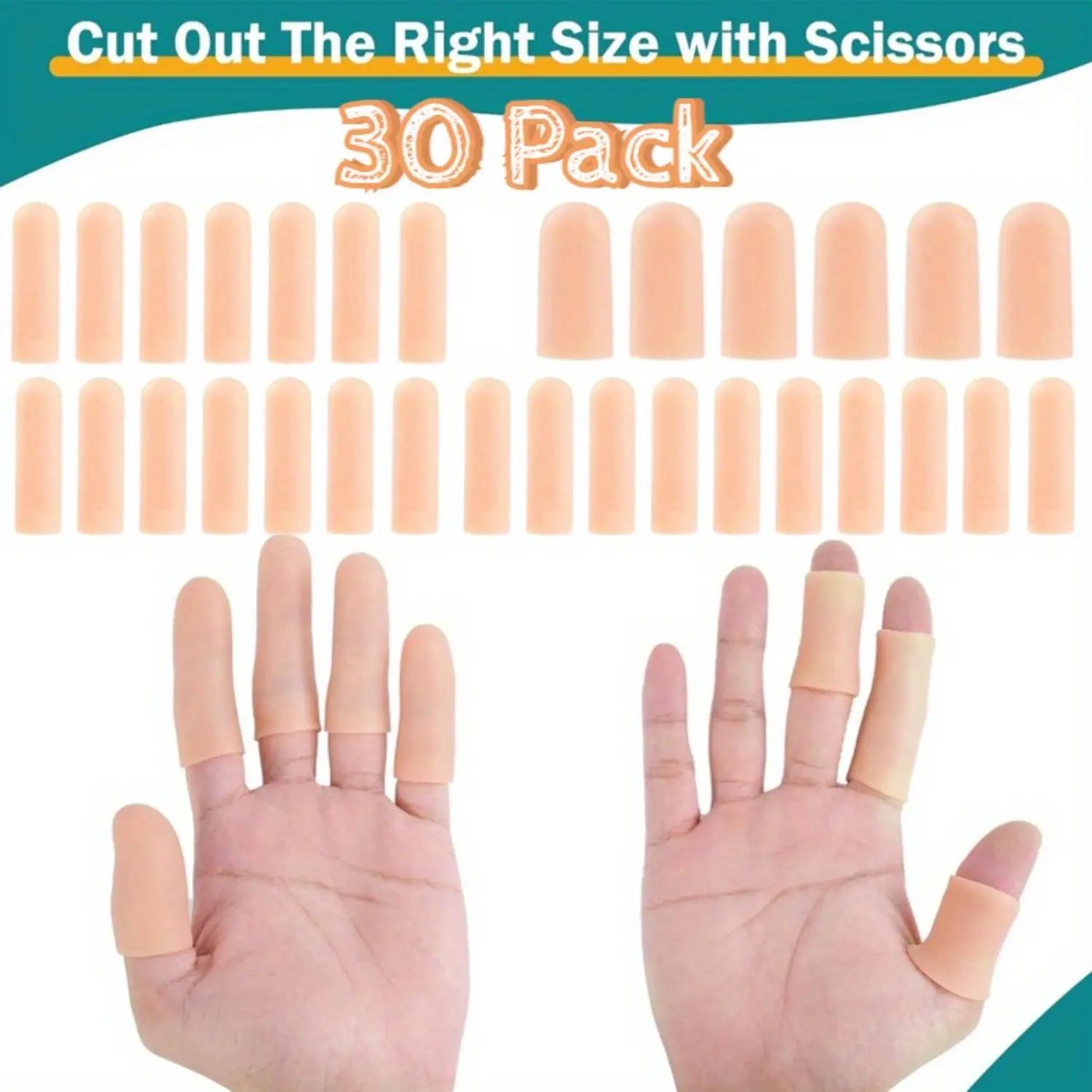 30Pcs Gel Finger Cots, Silicone Finger Protectors, Fingertip Bandages Band-aids for Dry Skin, Cracked Fingertip Treatment,Thumb Protector Covers for Hand Eczema Finger Arthritis Gloves