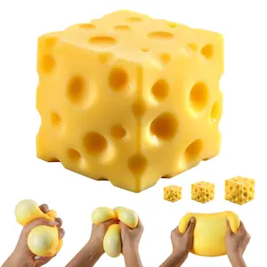 2026 NEW 2 Pcs Cheese Squishy Cube Block Squishy Fidget Toys for Adults & Teens  Easter Basket Stocking Stuffers Sensory Stress Ball Squeeze Toys for Stress Relief