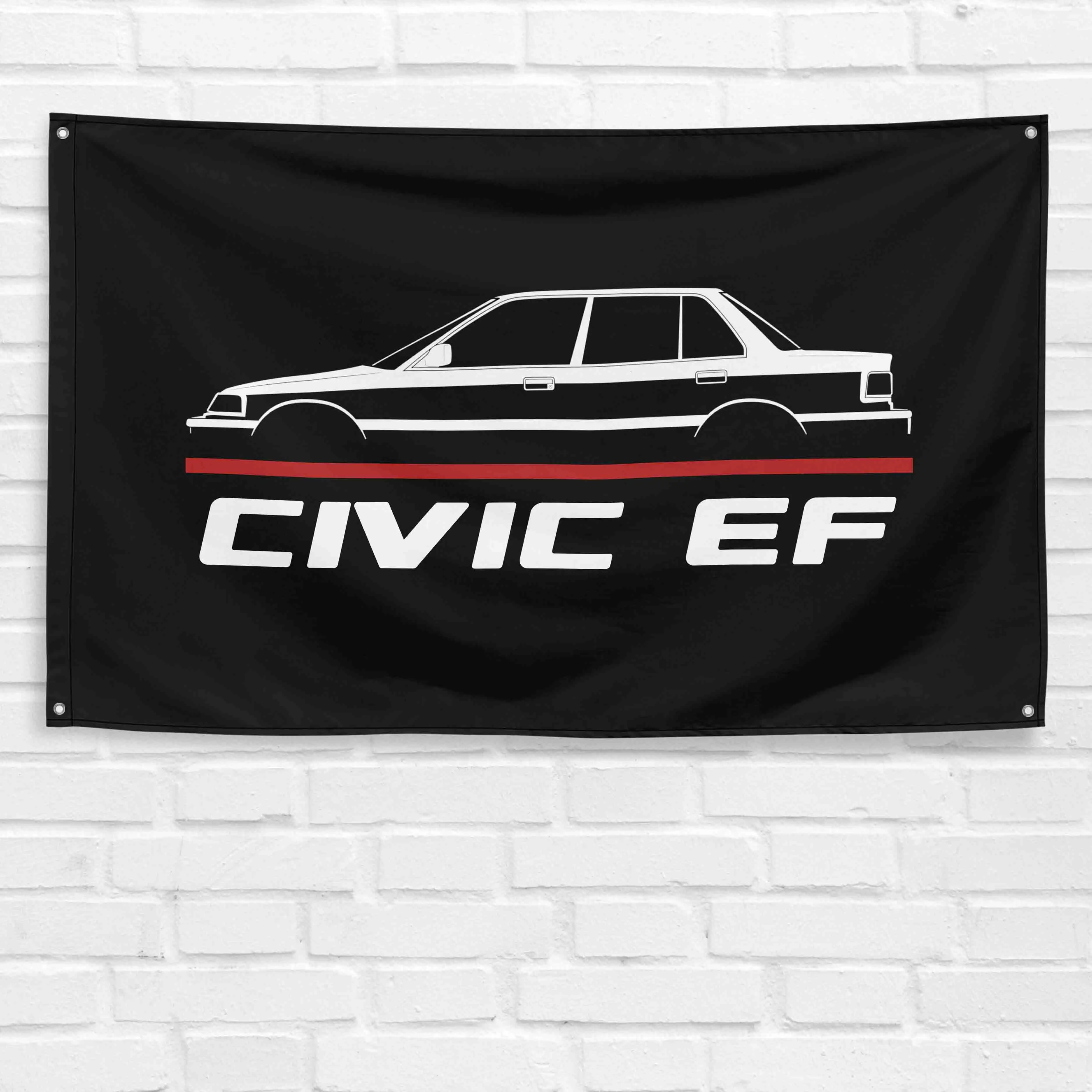 Synthetic Polyester Print Civic EF 1988-1991 3x5 ft Hanging Flag with Grommet Holes, Lightweight Adult Garage Wall Decor, Festive Birthday Party Gift Banner
