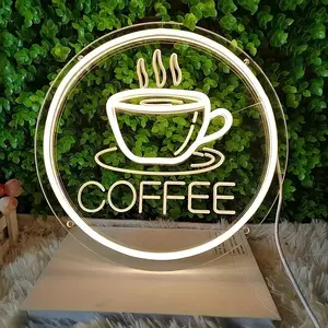 Coffee Cup Design Neon Sign, USB Powered Led Neon Light, Decorative Neon Sign for Coffee Shop Kitchen Office Bar Party, Led Signs