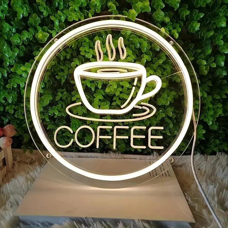Coffee Cup Design Neon Sign, USB Powered Led Neon Light, Decorative Neon Sign for Coffee Shop Kitchen Office Bar Party, Led Signs, Led Decoration, Led Lighted, Illuminated Sign Light