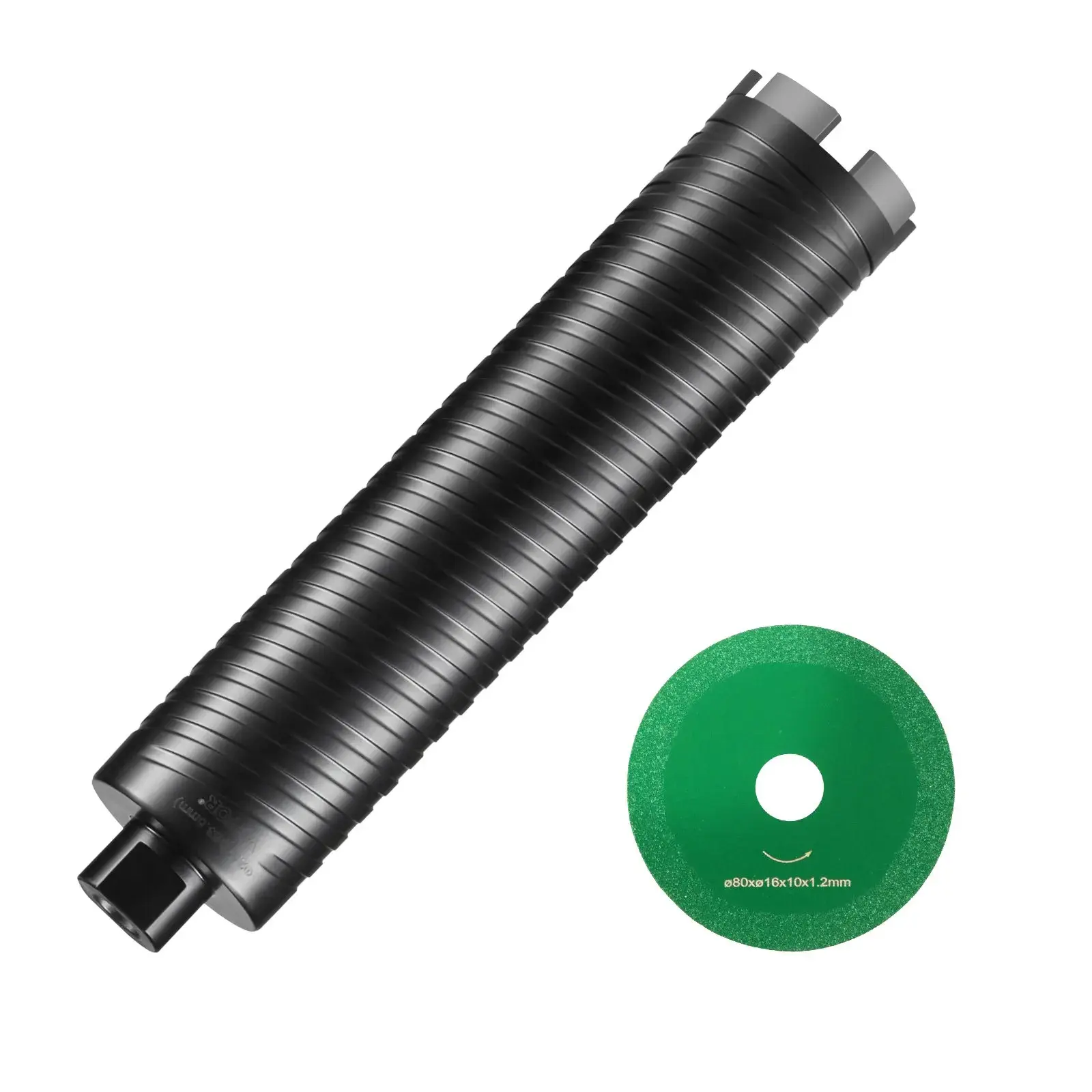 VEVOR 2.5 in Wet/Dry Diamond Core Drill Bit with Pilot Bit Adapter, Saw Blade, 9.5 in Drilling Depth, 5/8"-11 Inner Thread, Laser Welding, Carbon Steel Build for Brick Cutting, 3.15 In / 80 Mm Compatibility
