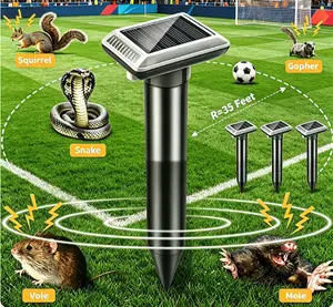 2026 Upgraded 4 Pack Solar Ultrasonic Animal Repeller Stakes, Waterproof Eco Friendly Outdoor Pest Deterrent, Energy Saving Solar Mole Repellent Effectively Repels Moles, Gophers, Voles, Snakes & Rodents for Yard, Garden & Lawn Green Areas