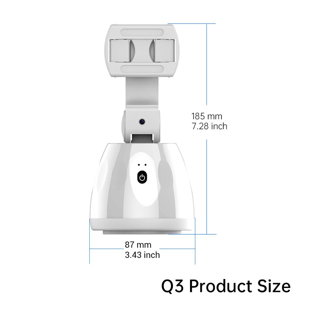 Q3 AI Auto Face Tracking Tripod (No App Needed) - 360° Smart Rotating Phone Mount with Extra Wide Angle & Gesture Control, Hands-Free Camera Stand for TikTok Live, Vlogging & Content Creator Essentials Bluetooth,Smartphone, Selfie