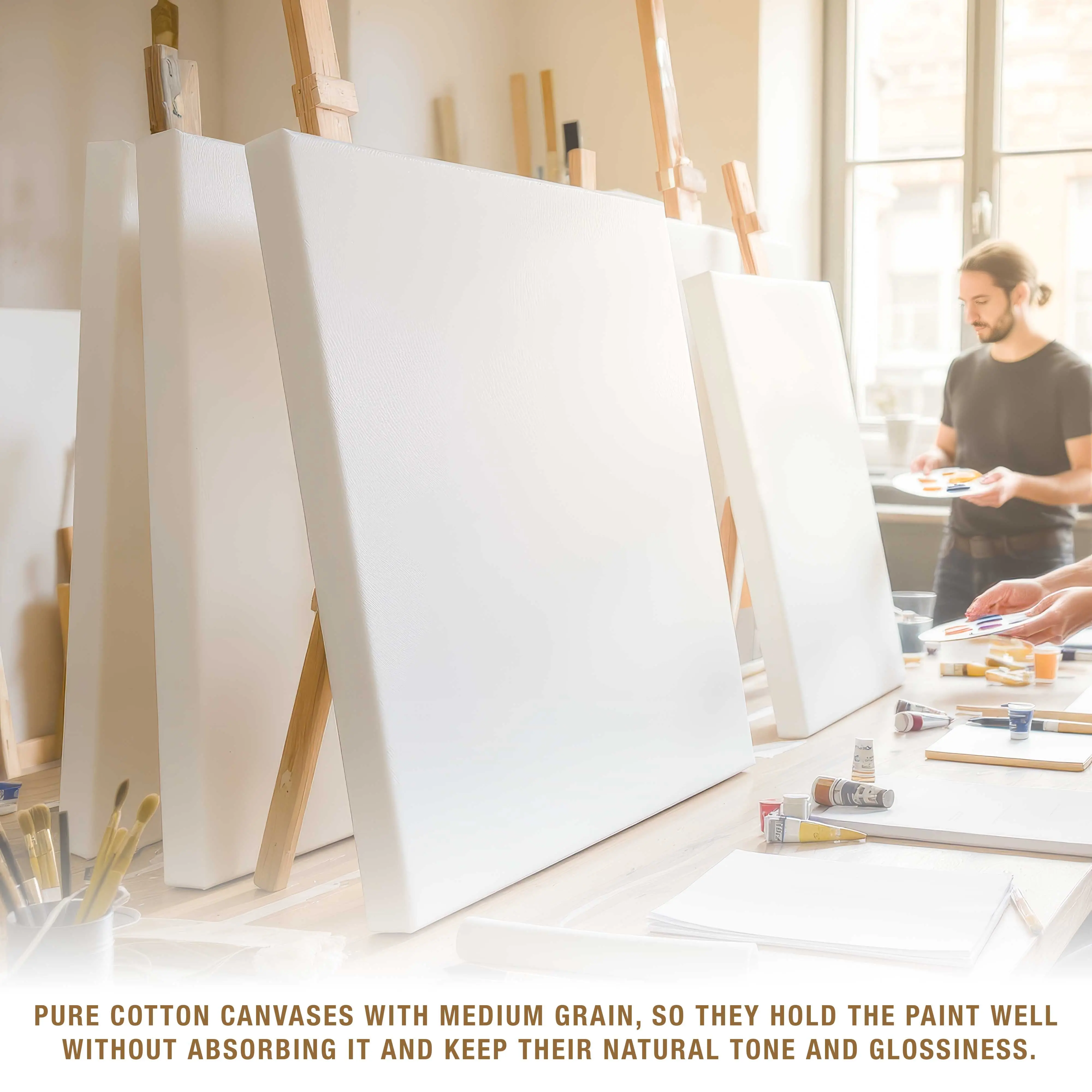 30 x 40 inch Stretched Canvas 12-Ounce Triple Primed, 3-Pack - Professional Artist Quality White Blank 3/4" Profile, 100% Cotton, Heavy-Weight Gesso