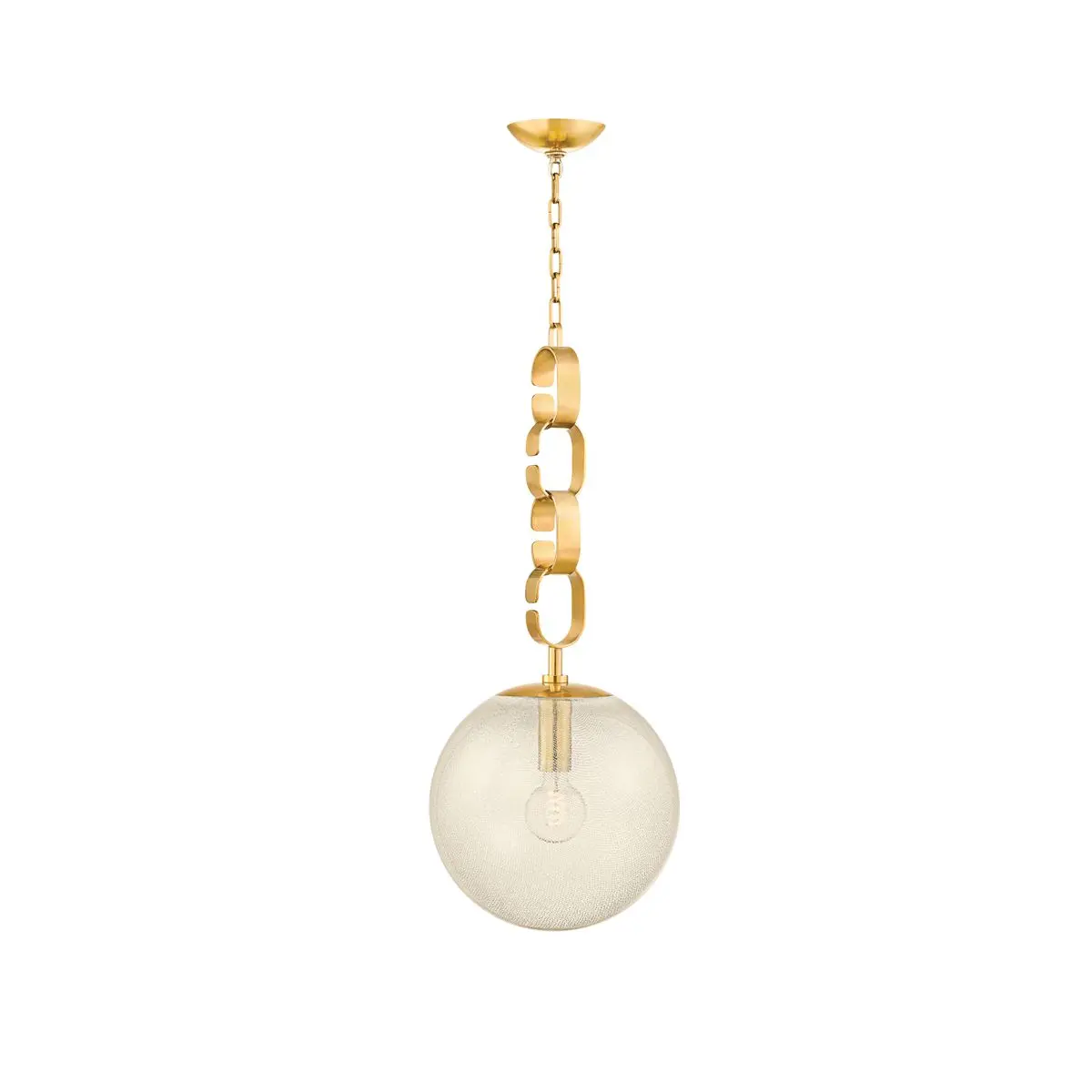 Nessa Pendant Light - 1930s Inspired Vintage Brass Pendant with Seeded Glass Orb