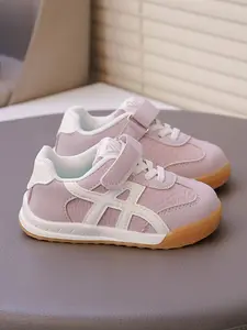 2026 Spring Children Almond Shoes, Unisex Baby Velcro PU Leather Sports Shoes, Soft Sole Anti-Slip Walking Shoes, Round Toe Shoes