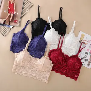 5 sexy bra breathable conformable for women free size floral lace bralette sexy  ,sexy crop top