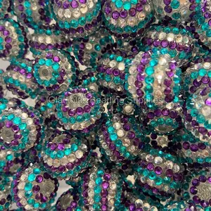 20mm Purple/Aqua Striped Acrylic Rhinestone Beads