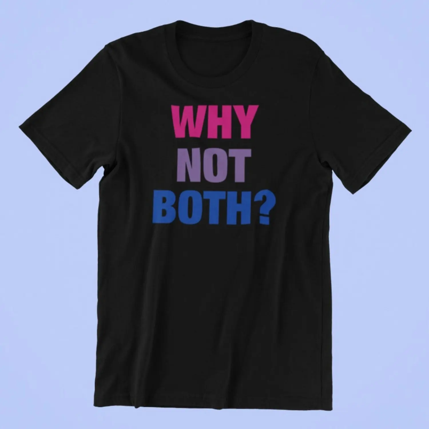 Men's Short-Sleeve Round Neck Cotton Knit Graphic T-Shirt - Funny Bisexual Pride "Why Not Both" Design, Casual Streetwear Sporty Top, Bi Pride Gift for Sports & Outdoor Activities, Graphic T Shirts, Sporty Sports Tops