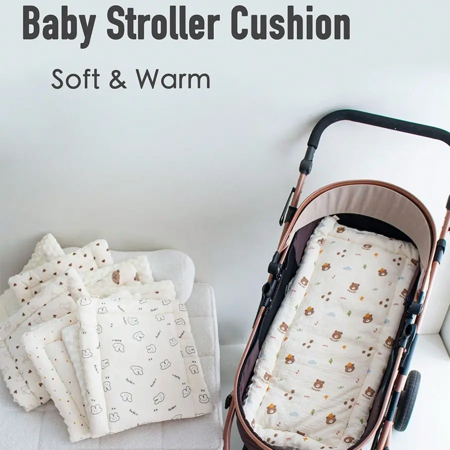 Cute Cartoon Print Baby Stroller Mat, Soft Comfortable Fabric, Portable Design, Hand Washable, Suitable for All Seasons, Perfect Gift