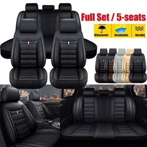 Seat Covers for Truck Chevy Chevrolet Silverado GMC Sierra Pickup 2007-2025 1500 2500HD 3500HD Crew Cab, Double Cab and Extended Cab Waterproof Leather Protectors Front Rear 5 seats Full Set