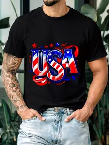 Bold USA Flag Lettering Tee | #OOTD Soft Cotton Patriotic 4th Of July Shirt