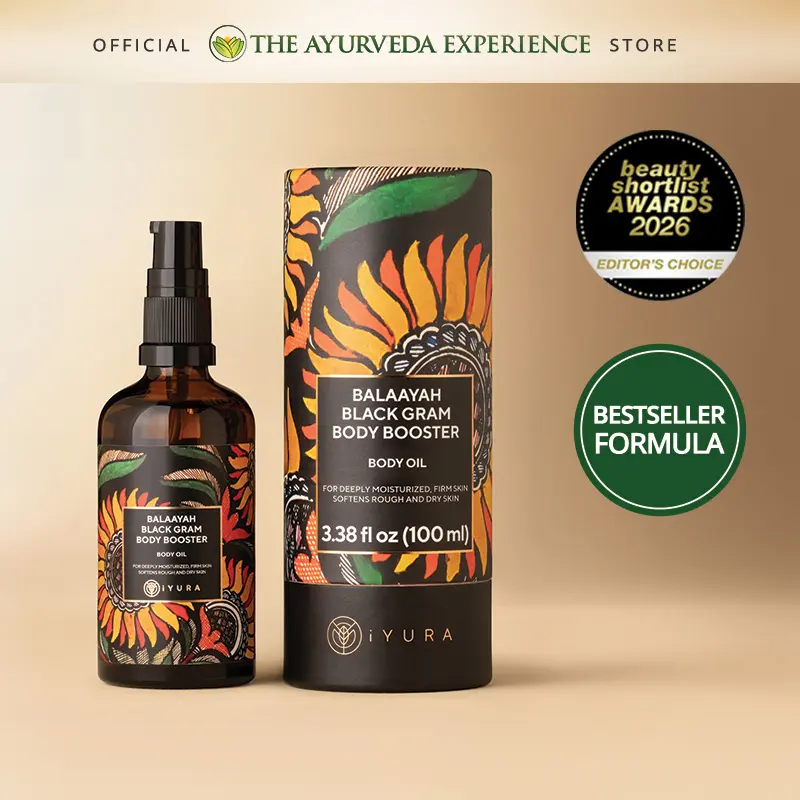 iYURA Balaayah Black Gram Body Booster Oil for Crepey & Mature Skin (3.38 fl oz / 100 ml)