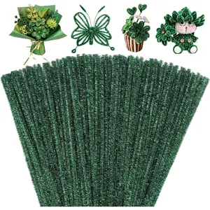 200 count Pipe Cleaners Bulk, Soft Pipe Cleaners Craft Supplies for Flower, Fuzzy Sticks Pipe Cleaner for DIY Project Decorations Making, Glitter Green