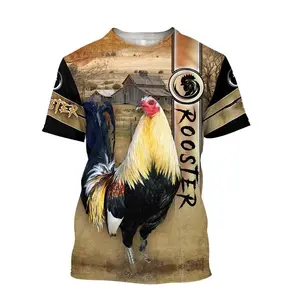 New Unisex Rooster Pattern 3d Printed Men's T-shirt, Suitable for Men's Clothing, Oversized T-shirt, Summer Casual Unisex Casual T-shirt Short Sleeved Top, Personalized Men's Clothing,