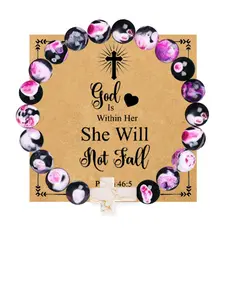 1PC Stunning Cross Bead Bible Verse Bracelet - Faith-Based Gift Idea for Christmas, Birthday, Baptism - Meaningful Present for Christian Friends,Mom Dad Son Daughter Wife, Husband, Believers